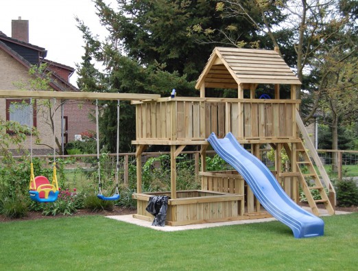 Spielturm Balkon 360 - Zaun - Sandkasten