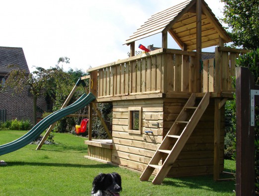Spielturm Balkon 420 - groß Spielhaus - Sandkasten