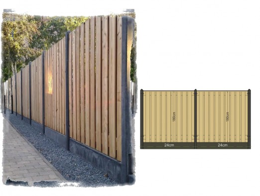 Betonplatte - Anthrazit - 24x3,5x184cm